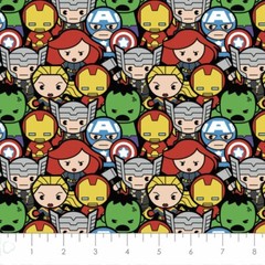 MARVEL KAWAII MULTI AVENGERS ASSEMBLE SUPERHEROES COTTON FABRIC BY THE YARD