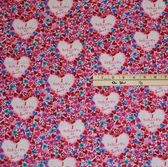 Color My Valentine I Believe In Love Hearts Hugs Kisses Fabric 1/2 Yard #5456