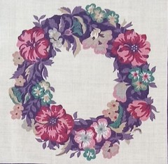 Vtg~Ozark Calico~”Purple Flowers, Star Pattern”~Cotton Fabric~ 13.5″x13.25″ ++