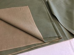 Tiny Checked Fabric Green Tan Cotton 60×44” Quilting Sewing Crafts