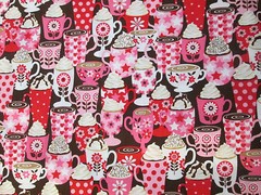 SPECIALTY COFFEE TEA CUPS DRINKS PINK COTTON FABRIC FQ