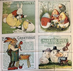 EGG HUNT J. Wecker Frisch RETRO VINTAGE EASTER BLOCKS FABRIC R BLAKE PANEL 23″