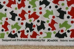 By 1/2 Yd, Red Green & Blue Scotty-Dogs on White Quilt Cotton, Jo-Ann, P3436