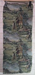 Embroidered Tapestry Remnant Woven Cloth Swatch Golfers Golf Scene Vintage