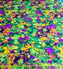 Neon Camo Leaves 1 Yard Nature Forest Flower Vivid Purple Green Yellow Cotton