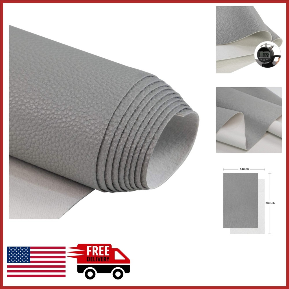Faux Leather Sheets 54″ x 36″ for Upholstery DIY Crafts Pebbled Pattern Gray