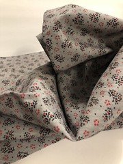 52”x 45” Cotton Polyester Blend Fabric small Floral Print: Grey, Black, Red