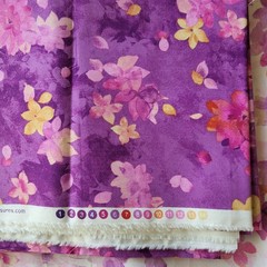 Studio 8 Quilting Treasures Fabric Watercolor Floral Lot 2 Pink Purple 109×43