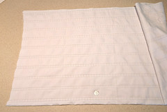 Vintage unique white striped (banded?) shirting fabric 1 yard & 1/8 x 42″ w