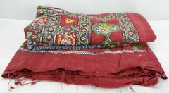 Floral Fabric Red Green Blue Textile Approximately 82 inches x 71 inches TF