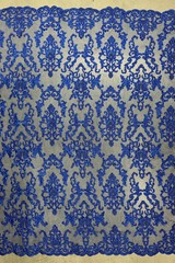 Helena-B ROYAL BLUE Embroidered Damask Pattern with Faux Pearls and Beads on Me
