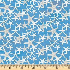 Sea Whispers Blue Starfish Ocean 5783 B Sale Quilt Cotton Fabric by the half yd