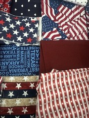 2lb 2oz Mixed Lot Red White Blue Fabric Remnants Scraps Sewing Crafts Quilting