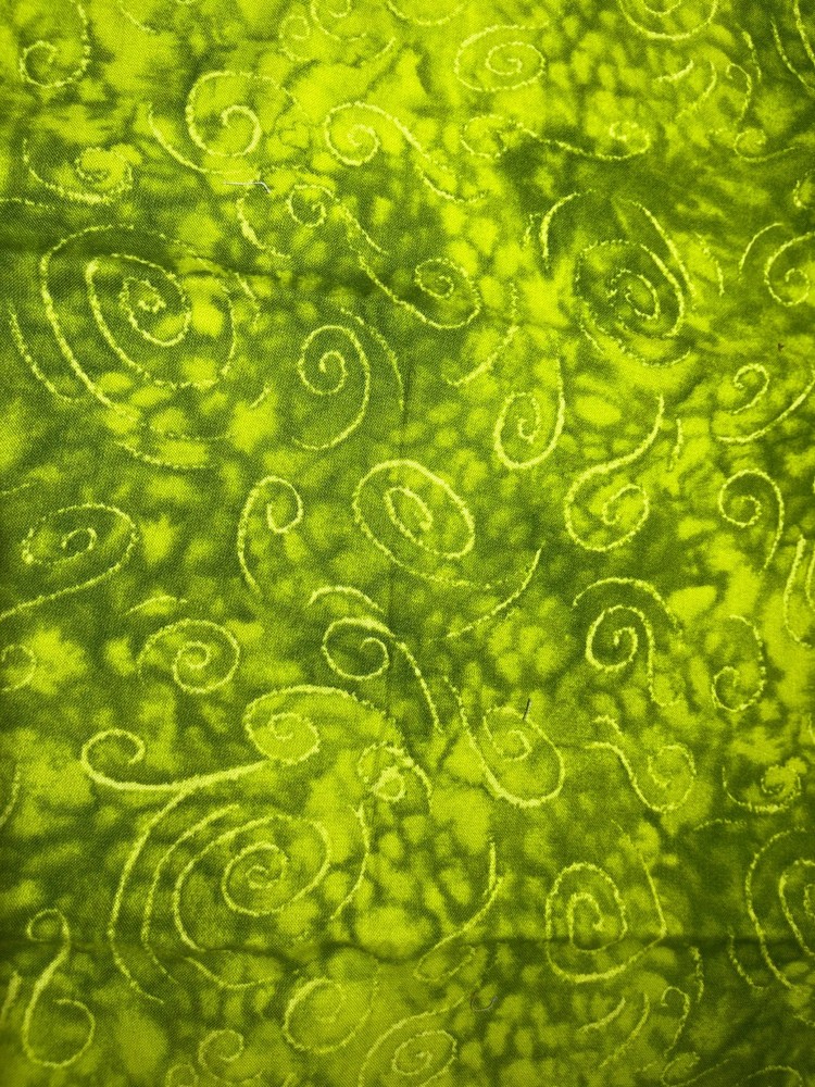 26-3-39 COTTON FABRIC 1/2 YARD-18 X 43″=GREEN SWIRLS-CLOTHWORKS-CRAFTS,QUILTING