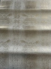 SHIPS FOLDED Vinyl faux Leather Upholstery Alligator WHITE GOLD Metallic 57×52″