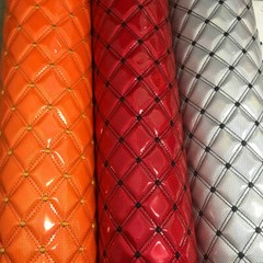 Laser PVC Faux Leather Fabric Sponge QuiltedEmbroidery Material for Upholstery