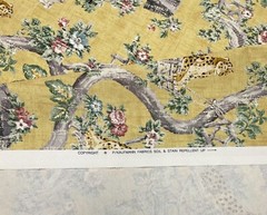 P KAUFMANN LAZY DAYS GOLD YELLOW LEOPARD TOILE COTTON TWILL FABRIC BY YARD 54″W