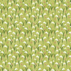 DEAR STELLA – Sweet Purrenials by Leeza Hernandez – Snowdrops – Fern 1/4yd