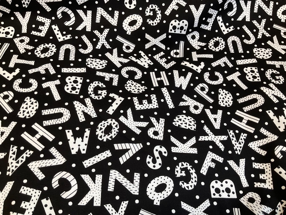 STUDIO E-BLACK AND WHITE WITH A TOUCH OF BRIGHT #5809-90-TOSSED ALPHABET – BTY
