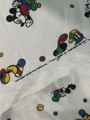Vtg 80s Disney Fabric 4.5 Yards X 60” Mickey Minnie Golf Tennis White Cotton VTG