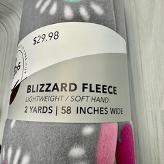 Joann Fabrics Lightweight Blizzard Fleece Gray with Multi Colors 2 Yards