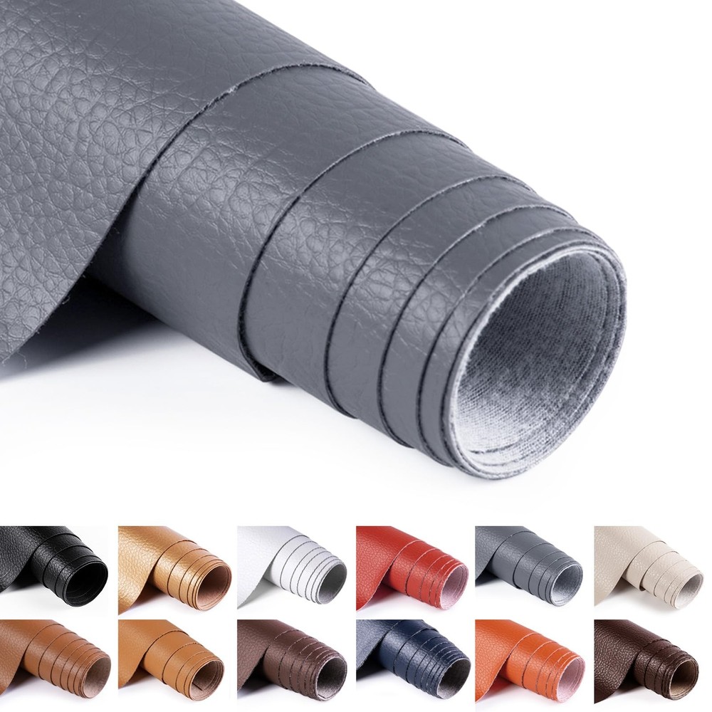 Faux Leather Vinyl Fabric by the Yard, 54″ W 0.7MM, Gray 2 Yards