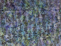 Floral & Foliage Motif Marbled Background Fabric Batik-Style Cotton By the Panel
