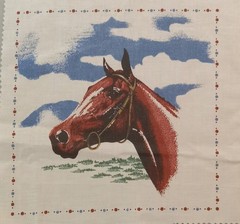 Marcus Bros~”Country Life”~I ❤️ America~”Horse Head”~Cotton Fabric Panel ~ 8″x8″