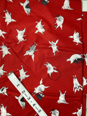 Andover Fabrics Olivia The Pig Frolicking Playing on Red Fabric BTFQ 22″ X 18″