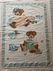 Vtg 80’s Brooke Morrison BUSY BEARS Teddy Nursery Crib Quilt Fabric Panel Twins?