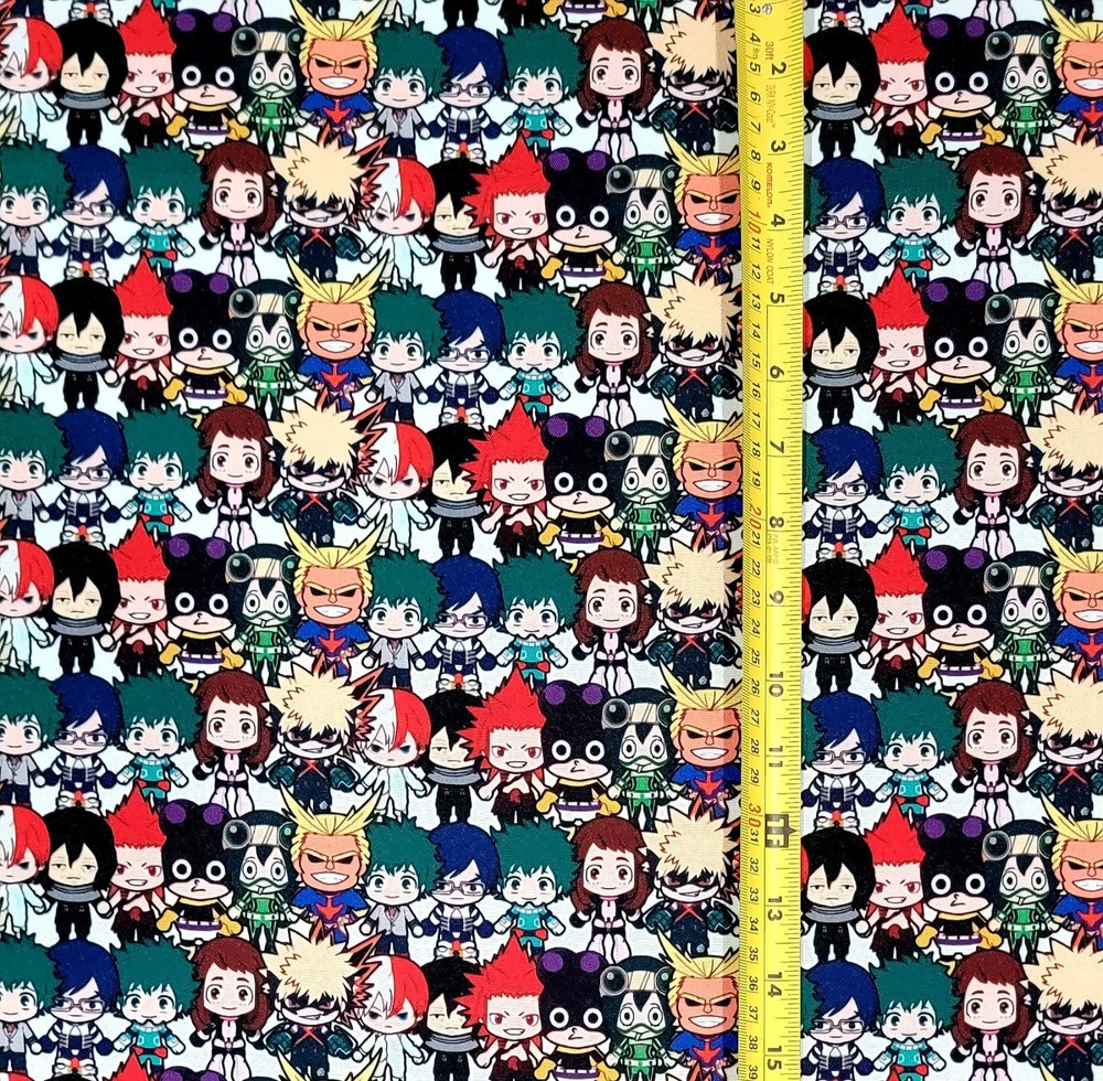 MY HERO ACADEMIA CHIBI COLLAGE ANIME 1 YARD FABRIC ( 36″ X 58″ ) BRAND NEW