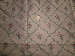 Red And Green On White Floral Cotton Polyester Blend Fabric 42″ X 36″