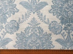 Ivory & Teal Blue Damask Curtain Fabric By The Yard Upholstery Fabric Drapery