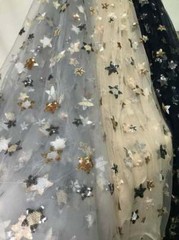 Soft Sequined Stars Tulle Lace Fabric for Weddings Tutu Dress Mantilla By Yard