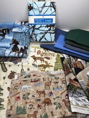 Fabric Scraps Lot Of 14 Pieces 4”-44” W Quilting Crafts Western Horses Outdoors