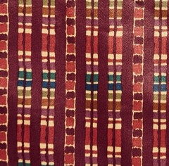Waverly Shimmer Screen Print Cotton Fabric Stripes Geometric Tribal Wine Red 3yd