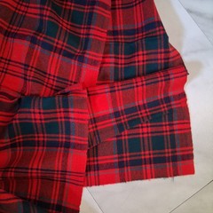 VTG 100% Wool Fabric Red Green Tartan Plaid 54″ x 102″ (2.8 yards) Sew Craft