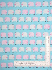 Happy Farms Pig Farm Animal Toss Blue Cotton Fabric Kanvas Studio By The Yard