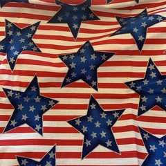 Vintage 1999 Fabric Traditions GlitterStars Stripes Red White Blue 4 yds x 44″