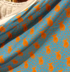 ‘Fish Swimming’ Orange Goldfish on Blue Soft Fabric BTY x 58in W Made in Brazil