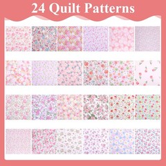 10 x 10 Inches Pink Floral Cotton Fabric Precut Quilting Patchwork for DIY Craft