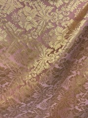 PINK GOLD Damask Jacquard Brocade Flower Floral Fabric (110 in.) Sold BTY