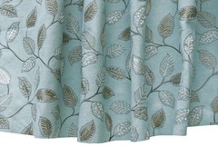 Powder Blue Leaves Fabric By The Yard, Cotton Linen Embroidered Floral