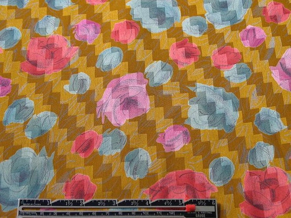 3+ Yards Lightweight Multi-Color Jacquard Abstract Floral Silky SP376