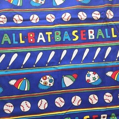 Cranston Print Schwartz Liebman Cotton Baseball Novelty Fabric BTY Primary BYD
