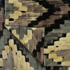 Beige, Brown, Gray & Black Chevron Digital Printed Velvet Fabric By The Yard
