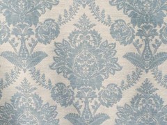 Ivory & Teal Blue Damask Curtain Fabric By The Yard Upholstery Fabric Drapery
