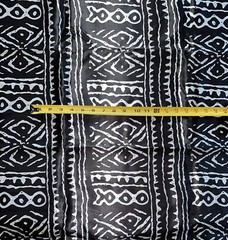 African Print, Satin Fabric – Black, White “Meroitic Chapter”, Yard or Wholesale
