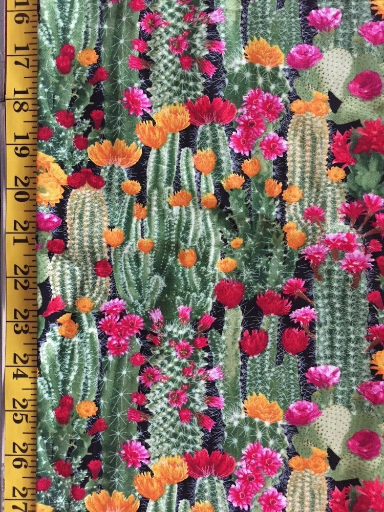 Cactus in Bloom – Timeless Treasures fabric – Cacti & Flowers WEST C6178
