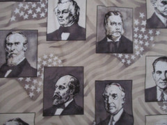 1-2/3 YDS PRESIDENTIAL PICTURES IN SEPIA GREY TONES 100% COTTON OOP 2004